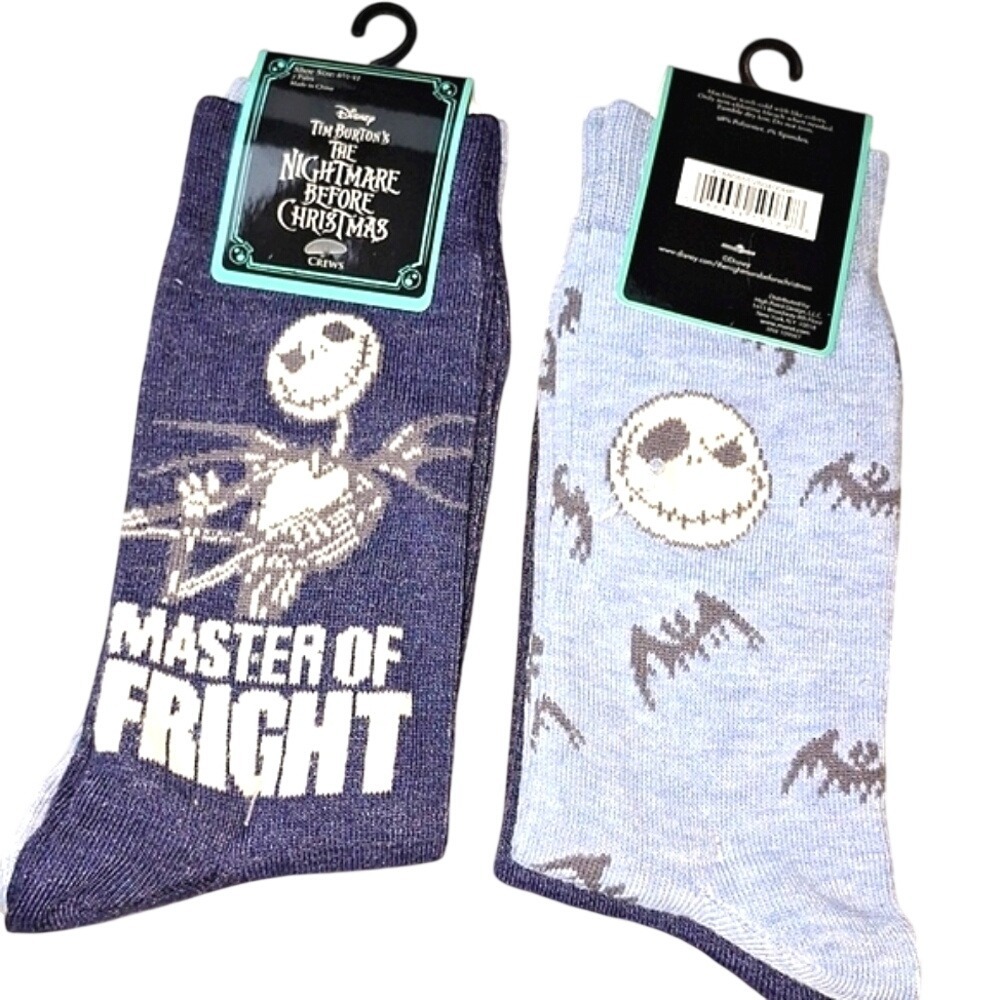 Disney‎ Nightmare Before Christmas Jack Skellington Crew Socks 2 Pair